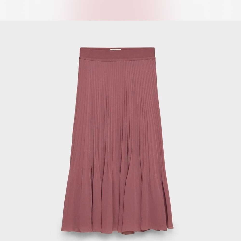 ARITZIA Wilfred Pleated Midi Skirt in Dusty Rose